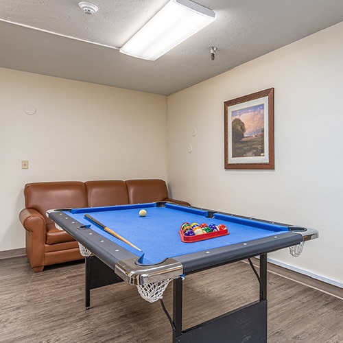 Pool table at Willowbrook Post Acute